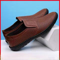 Special big salenew arrivalmen leather sandals summer breathable leather shoes middle-aged and elderly soft bottom dad hole shoes cut out