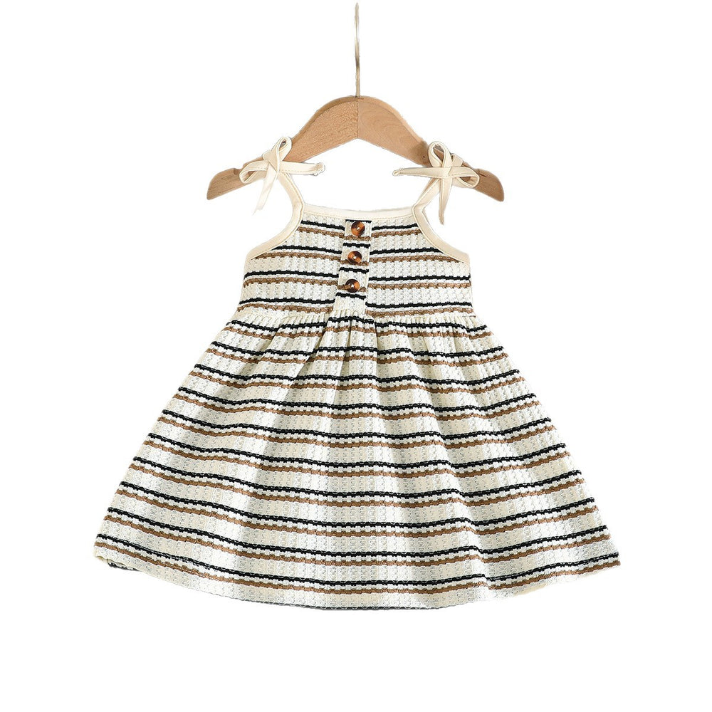 new arrival: mori girl style fresh girls' sundress - textured striped cami dress