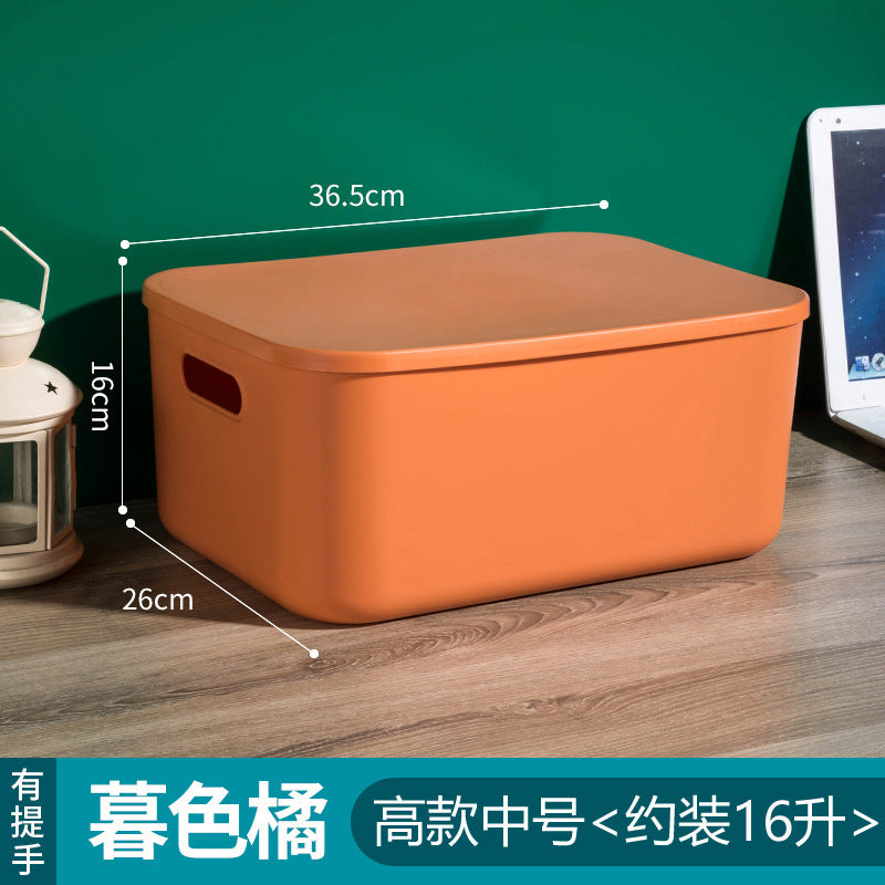 Household contrasting color storage box, wardrobe clothes sorting box with lid, large storage basket, sundries storage box, plastic.