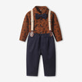 New autumn children's shirt printed christmas long sleeve bow tie mid-to-large child gentleman's formal wear set kids' clothing