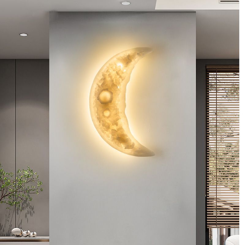 Modern minimalist moon wall lamp - creative ambient lighting for dining room, living room, bedroom, hallway, entryway, wall art decoration, and stairway