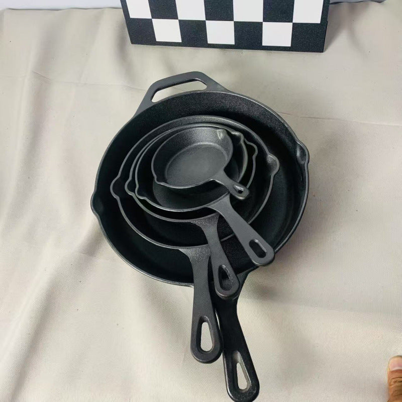 cast iron pan, integrated flat-bottomed steak frying pan 10-inch five pieces, set in stock