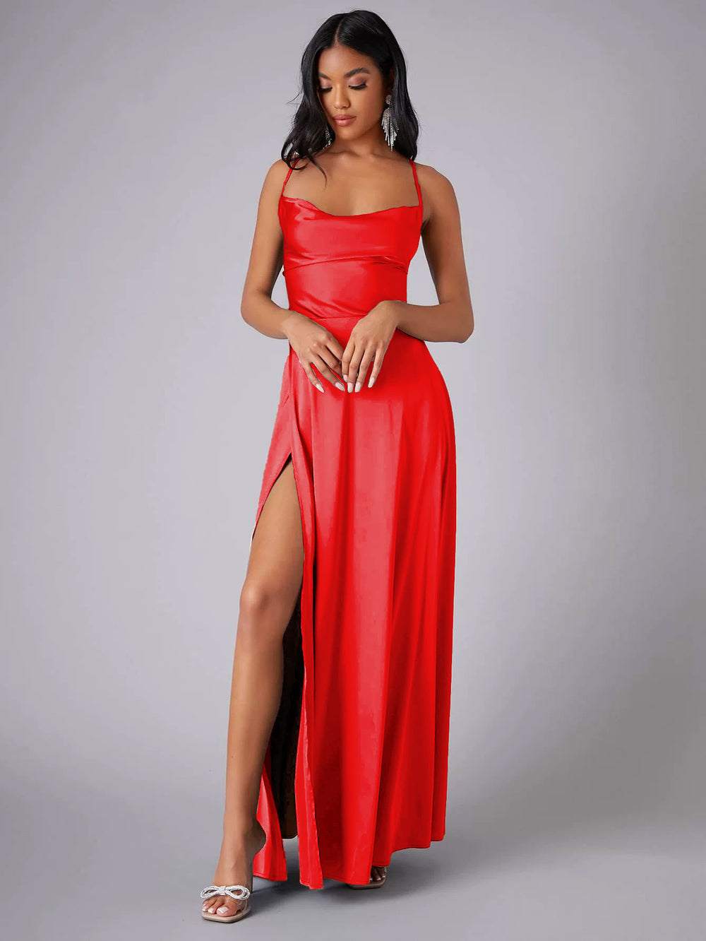 new european and american style women's sexy slimming backless  camisole waist-cinching evening dress maxi dress
