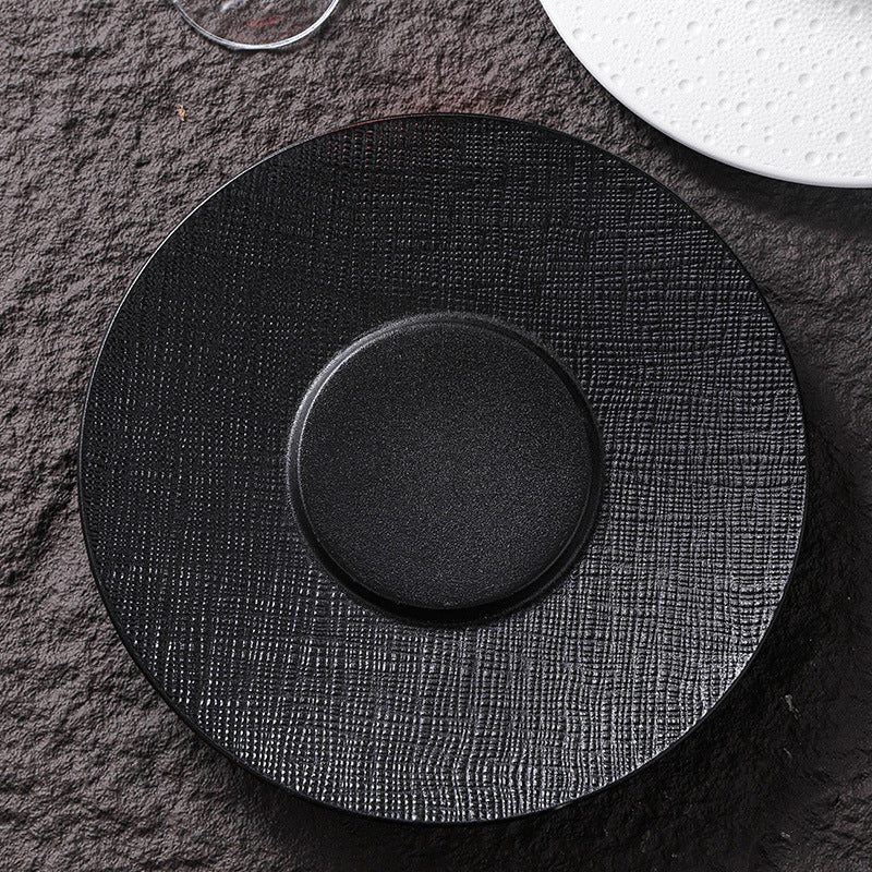 Scandinaviancasual style high-looking black and white ceramic tableware baking dish popular hotel restaurant high-end display flat plate