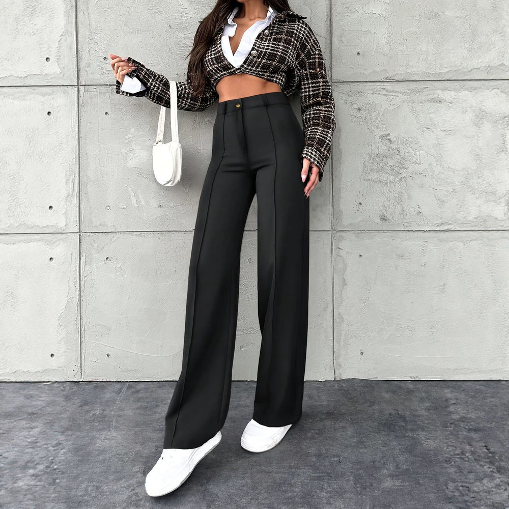 Women's solid color casual business pants  style casual trousers commuting pants straight leg pants cross-border