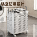 Foldable dirty clothes hamper - portable, multi-functional, hollowed-out laundry basket with wheels for home, bathroom, and balcony storage