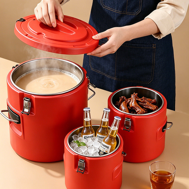 Stainless steel insulated bucket, special ice bucket for stalls, commercial stall, canteen food warmer suit5pcsexport
