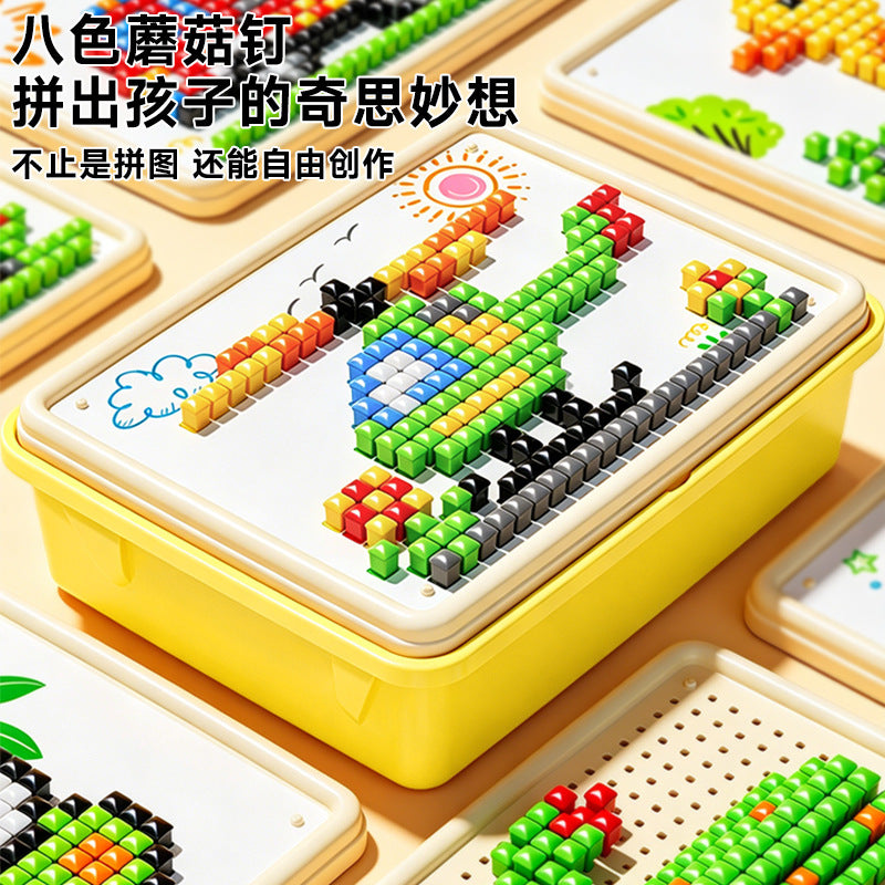 3d mushroom peg puzzle diy craft kit - complete set of materials and tools - birthday gift