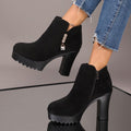 fall/winter new arrival: women's plus-size fleece-lined heeled ankle boots - wholesale available, dropshipping to  &  (0.5cm heel height difference)