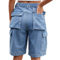 Wish summer european and american style women's clothing cross-border e-commerce  new elastic waist denim cargo shorts trendy