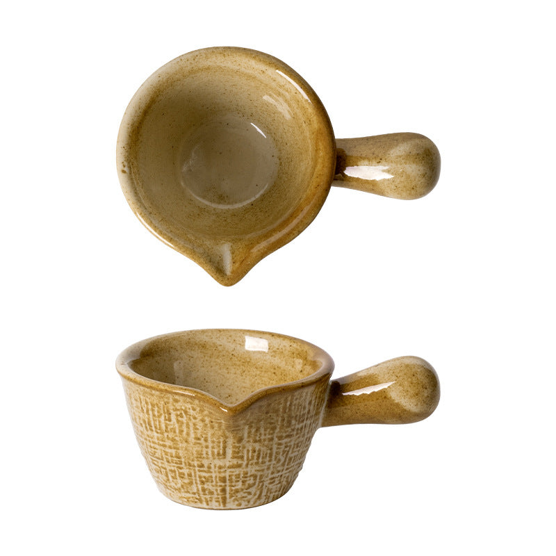 Retro ceramic stylish handle seasoning small milk dish dipping small milk cup sauce steak dessert sauce dessert dish