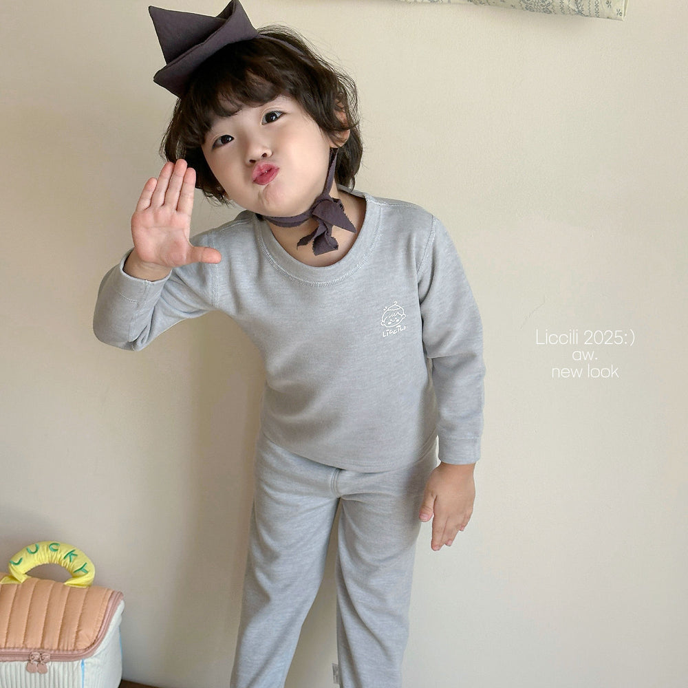 Kidsheattechintimatessuitthickened autumn clothes and long trousers for boys and girlswinternew arrival home clothes pajamas bottom shirt cotton