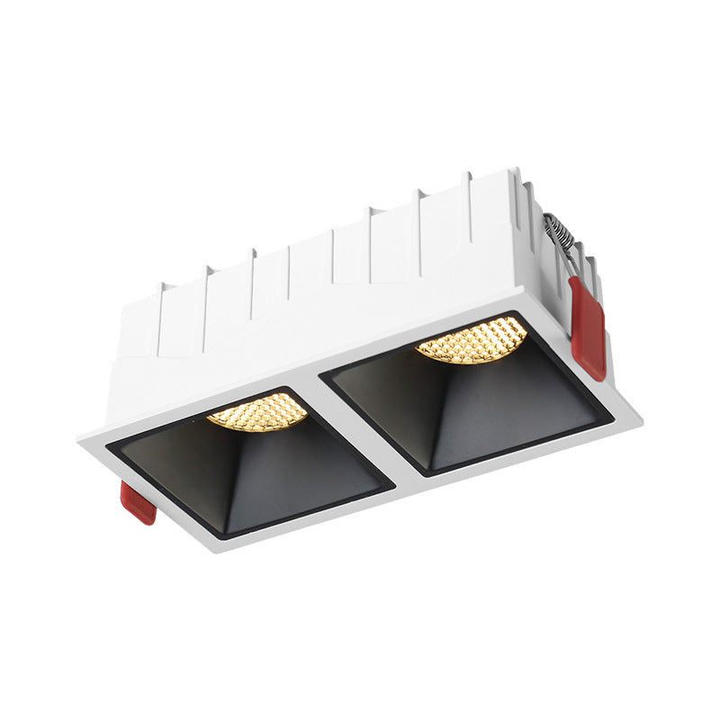 Three pine double-headed square spotlight COB embedded honeycomb narrow-sided anti-glare living room grille light No main light lighting