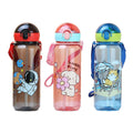 Premium flip-top plastic water bottle - perfect for kindergarten, with strap, portable, cute cartoon design, food-grade, and straw for kids