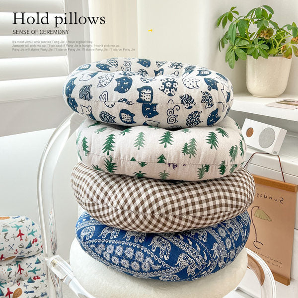 Bedroom cotton linen futon tatami lazy cushion floor round breathable lazy chair mat summer thickened