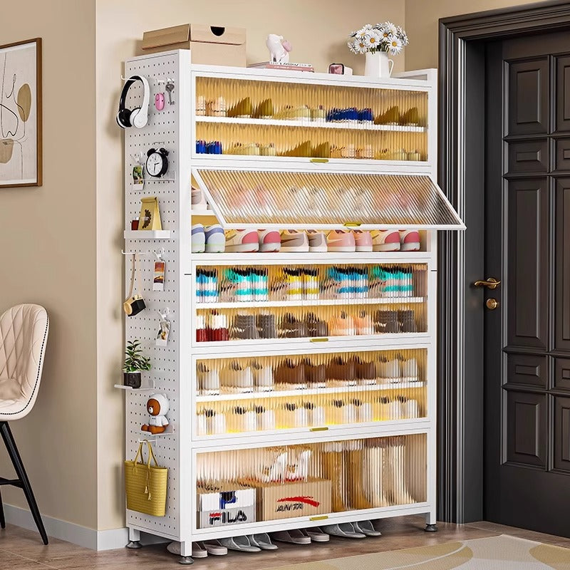 Household steel shoe cabinet dust-proof and moisture-proof shoe rack door all-in-one cabinet multi-layer floor-standing storage cabinet large-capacity storage cabinet