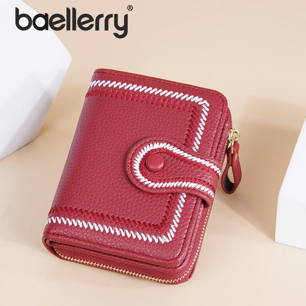 Baellerry new women's wallet organ fashion embroidered buckle multi-card zipper premium change bag
