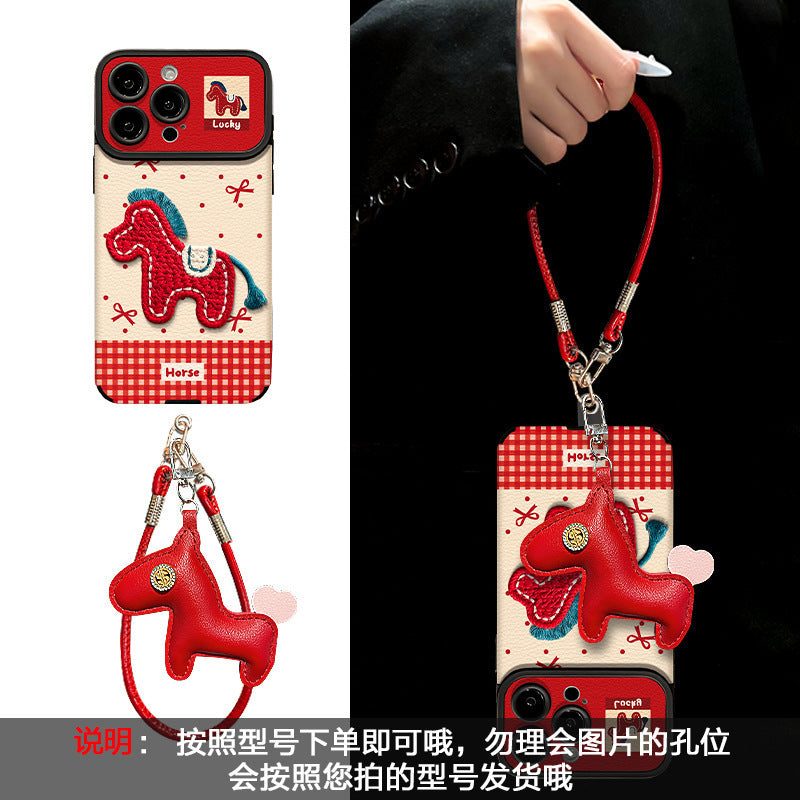 Horse year new year mobile phone case suitable for apple 17 anti-fall mobile phone case leather iphone16promax protective case 15