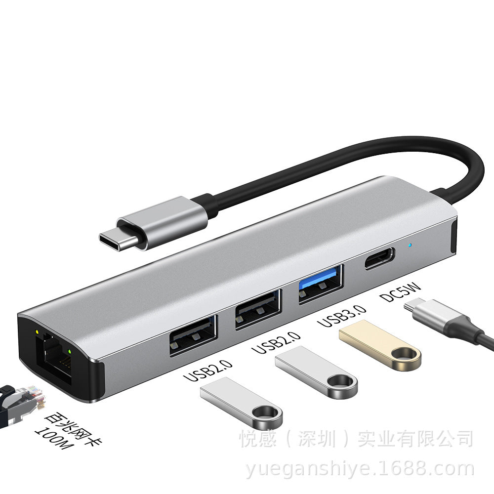 type-c docking station usb hub3.0 converter notebook driver-free network card five-in-one docking station