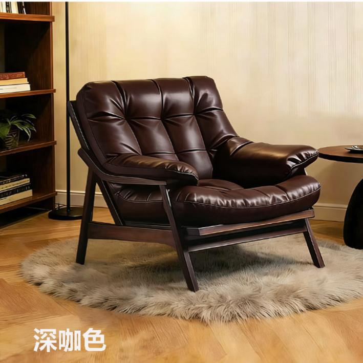 Single sofa chair genuine cowhide medieval style living room for home study reading retro designer casualclassy lounge chair