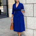 D605 women's foreign trade dress,  autumn/winter new collection, fashionable long-sleeve blazer collar double-breasted midi african dress