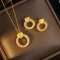 [titanium steel] european and american ring square zircon necklace women's earrings suit high-end gemstone light luxury cross-border clavicle chain jewelry