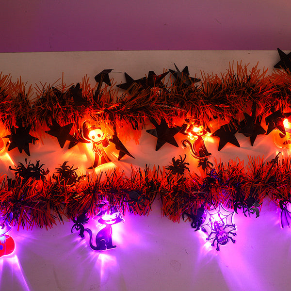 Cross-border led Halloween stripe lights string ghost festival party decoration arrangement atmosphere lights pumpkin black cat top lights