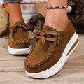 foreign trade plus size independent station spring & fallnew arrivalfashionthick sole loafers front tie back wedge heel casualflats women