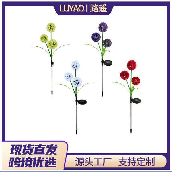 LED solar onion ball flower lamp  new ground insertion lawn induction dandelion courtyard decorative landscape lamp