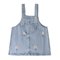 Girls' denim overalls dress - spring  new collection: sweet & cute floral embroidered tank dress for baby girls - trendy style