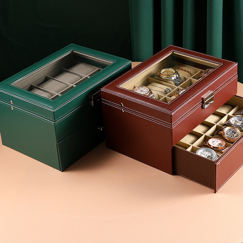 New double-layer 20-digit watch box with sunroof watch jewelry storage box bracelet box large-capacity watch collection box