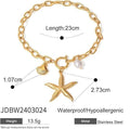 18k gold stainless steel starfish, shell, and seashell bracelet - 2025 european and american summer new ocean series titanium steel bracelet