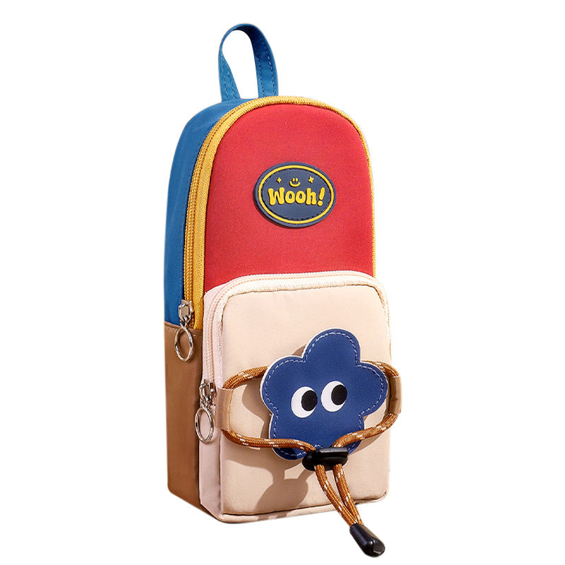 New simple retro style stationery bag for primary school students, boys and girls, niche non-collision stationery bag, schoolbag, vertical pencil bag