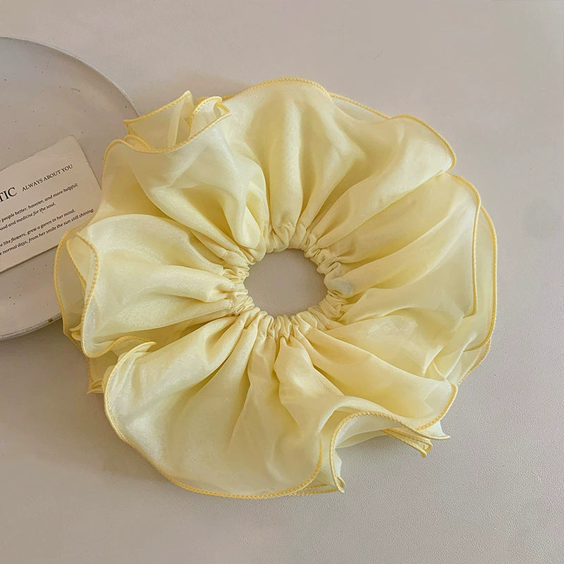 Korean pure color lace hair tie large intestine ring korean style low ponytail hair tie rubber band headband atmospheric head flower headband