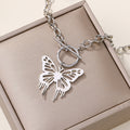 Sweater necklace wholesale european and american cross-border personalized jewelry women's butterfly niche high-end ot buckle autumn and winter accessories necklace
