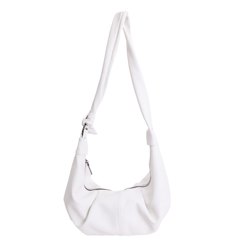 Korean style large capacity retro women's bag soft leather pleated dumpling bag lazy style casual versatile commuter shoulder crossbody bag