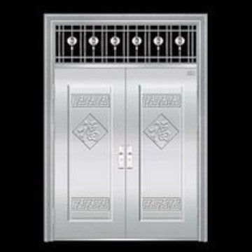 304 stainless steel door self-built house double-open rural glass door for home white steel rose entrance security door