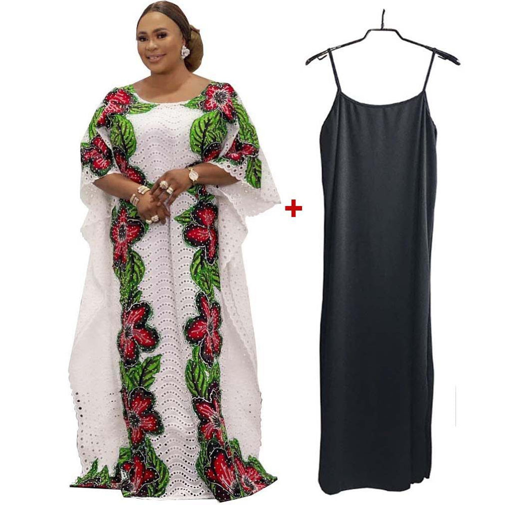 supply plus size women's cotton embroidered sexycut out long skirt printing hot diamond elegantwork clothing long skirt special price