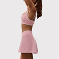 Shockproof with chest pad high elastic brushed fitness tops tennis skirt halter sports intimates short skirt yoga suit for women