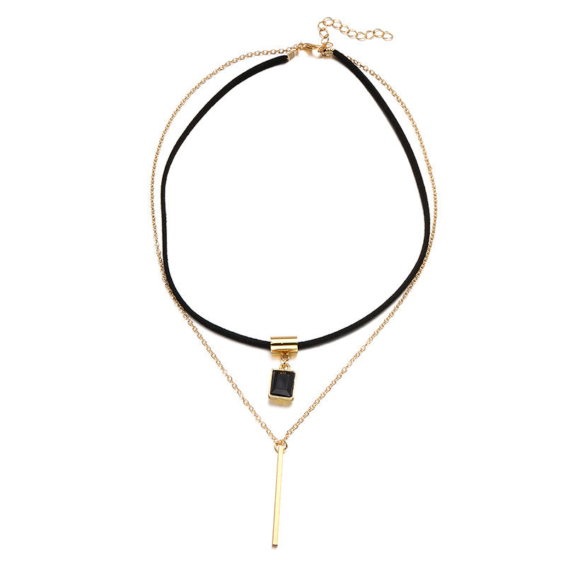 Sugar cube diamond clavicle chain wholesale fashion cross-border jewelry exaggerated alloy necklace women's asymmetrical sweater chain accessories