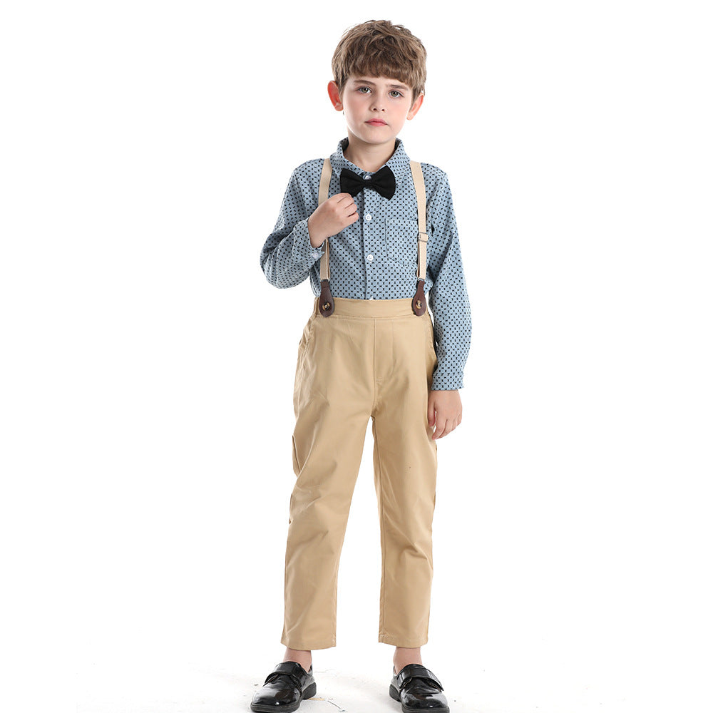 One-year-old formal wear for baby boys, british style, fashionable birthday performance dress, overalls suit, children's clothing, springnew arrival
