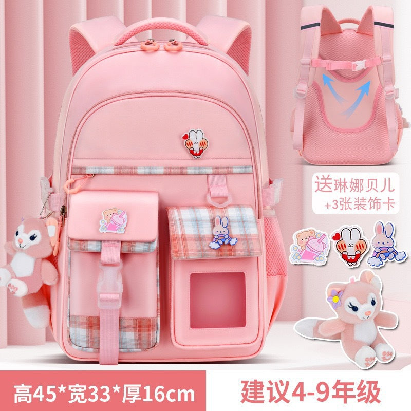 Manufacturer's new schoolbag for primary school students, female cute, lightweight, ridge protection, large-capacity high-quality children's backpack 1-6