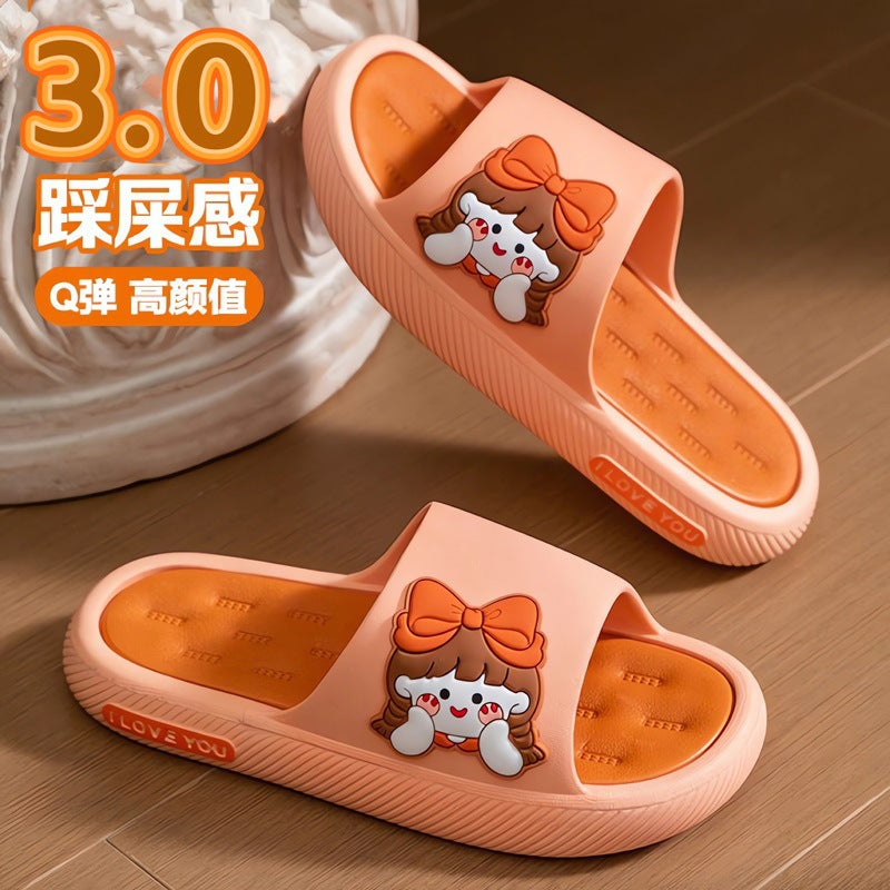 Women's summer korean style slippers - indoor home bathroom non-slip, odor-resistant, silent, thick-soled bath slippers - comfortable, soft, and wearable outside