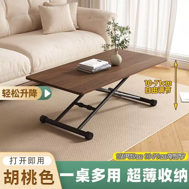 Adjustable height folding coffee table/dining table - portable folding table for home, small apartments, rentals - simple computer desk/office desk