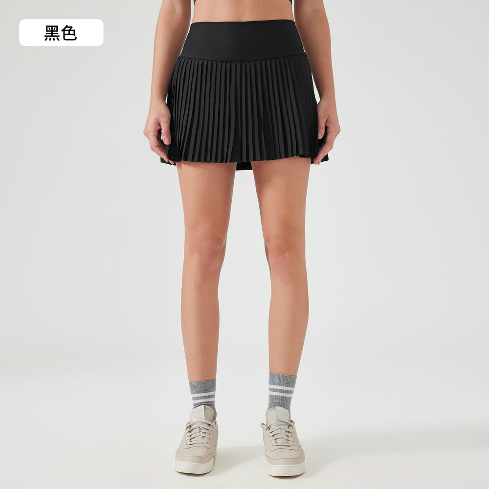 Luxtre new water-cooled cooling stretch fashion pleated skirt with double-layer anti-exposure three-quarter length sports skort dk383