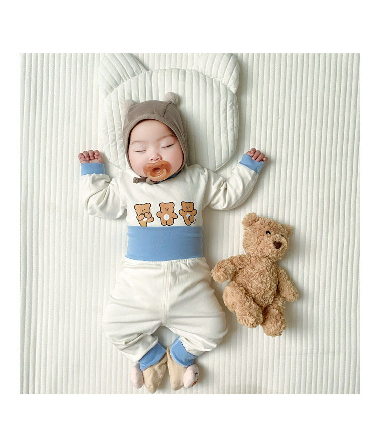 Infant and toddler long-sleeve underwear set - autumn/winter baby pajamas & loungewear - kids' warm, belly-protecting two-piece set