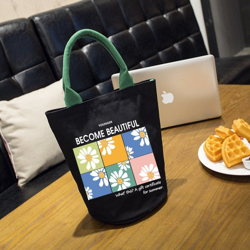 Japanese lunch box bag thermal insulation bento handbag student with meal waterproof office worker meal bag large capacity canvas bag