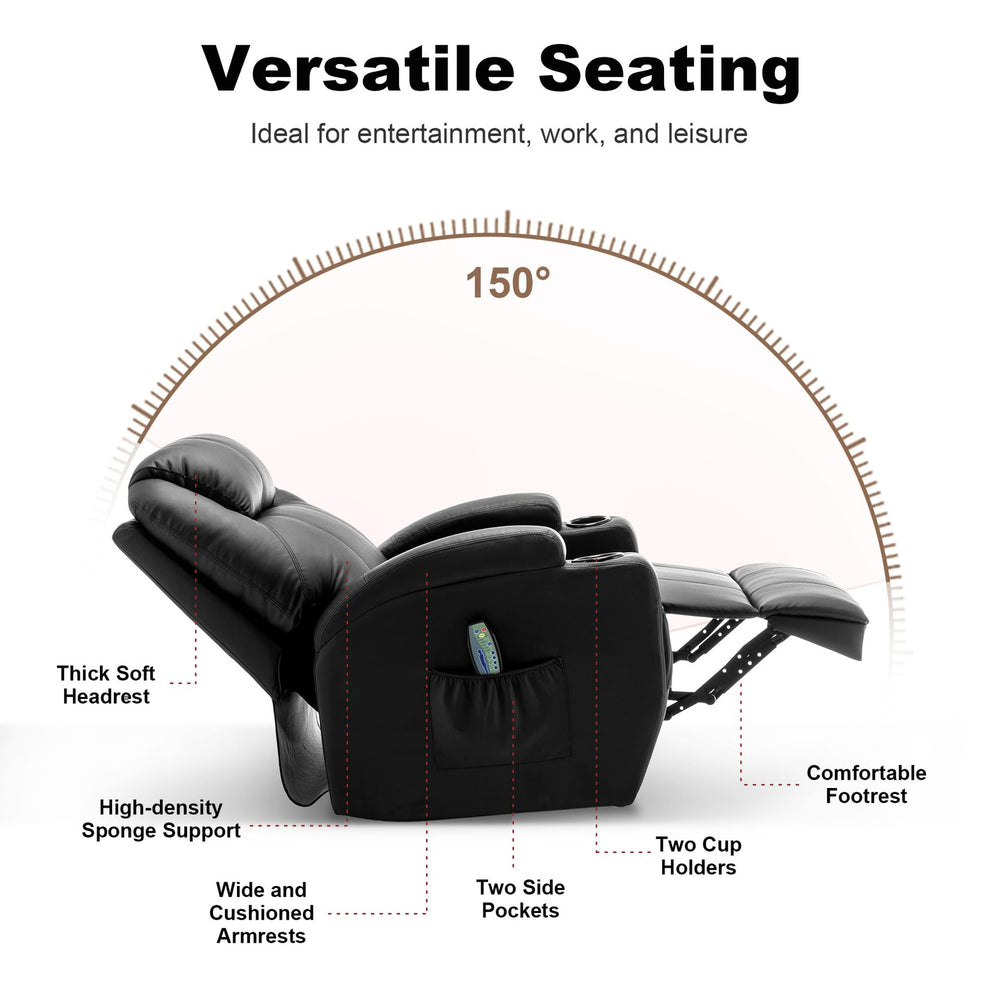 Single genuine leather massage heating living room multi-functional sitting and lying lazy zero-reliance wall chair sofa waist suitable for the elderly