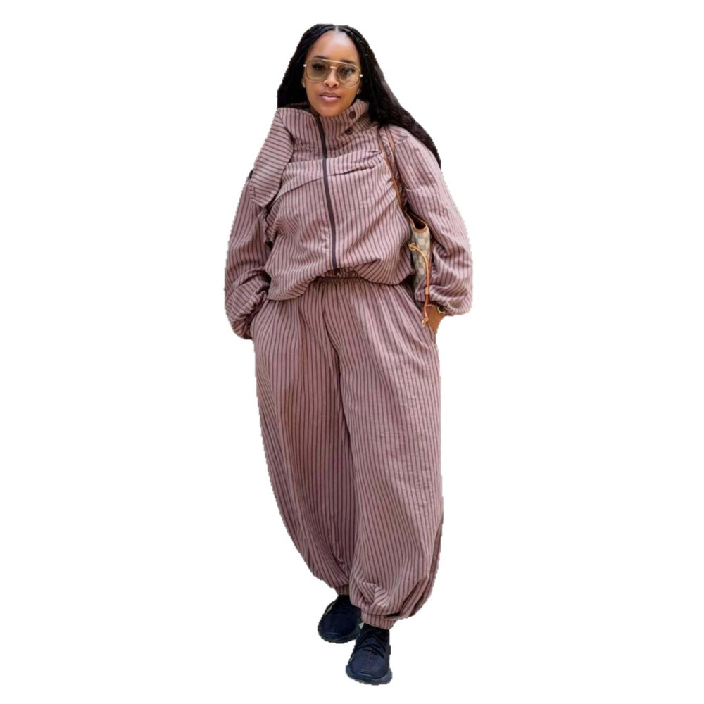 European and american women's clothing  autumn new collection: sweet & fresh high-neck long sleeve shirt & high-waisted lantern pants casual set