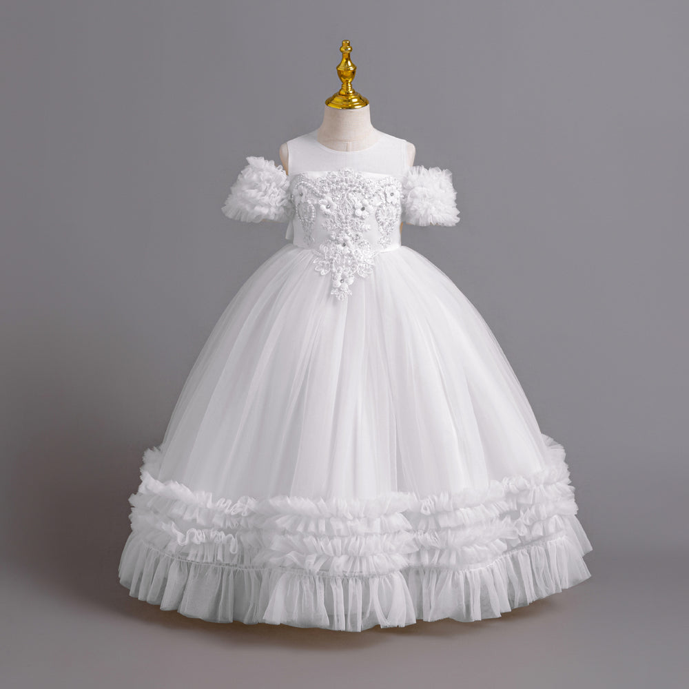 Ready-to-ship new girls' flower girl princess dress, tutu wedding dress, children's formal gown, piano recital dress, kids' dress